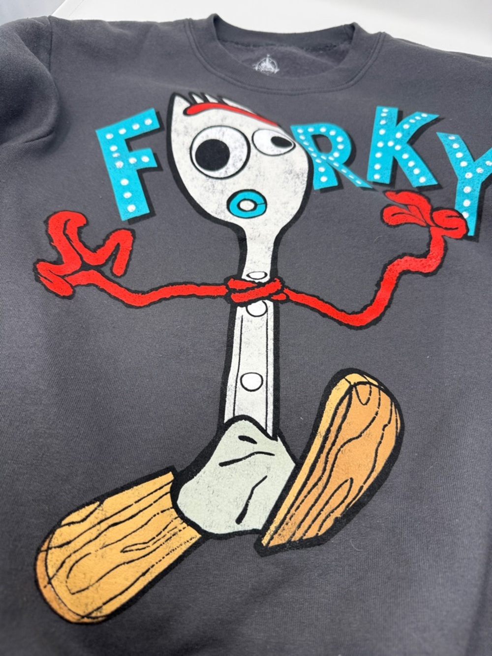 Disney Toy Story Forky Graphic Crewneck Sweatshirt in Charcoal size M - Picture 6 of 6